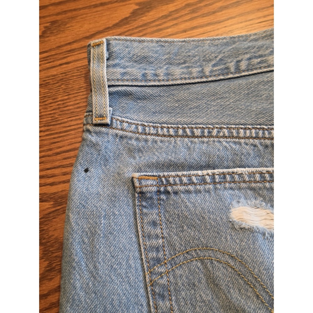 Levi's 501 Cut Off Denim Shorts Womens W31 High Rise Button Fly Distressed Blue - Picture 12 of 13